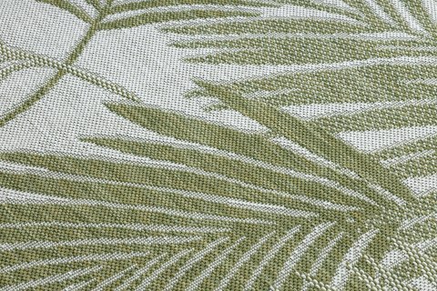 Dywan SZNURKOWY SIZAL SION Liście Palmy , tropikalny 2837 płaskie tkanie ecru / zielony - RUG/LU/VINEA/PALMS/CREAM+GREEN/120x170