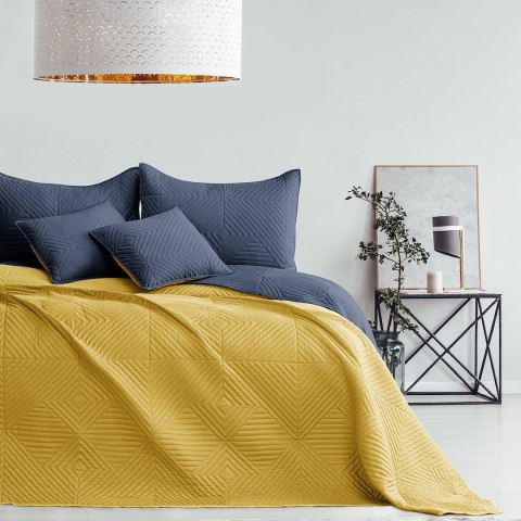 Narzuta SOFTA kolor grafitowy gładki materiał mikrofibra 170x210 AmeliaHome - BEDS/AH/SOFTA/CHARCOAL+HONEY/170x210
