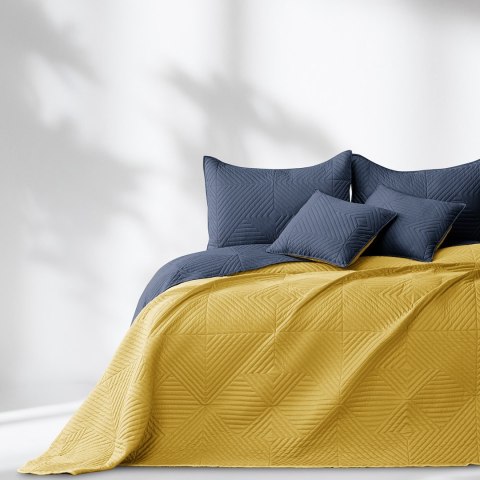 Narzuta SOFTA kolor grafitowy gładki materiał mikrofibra 170x210 AmeliaHome - BEDS/AH/SOFTA/CHARCOAL+HONEY/170x210