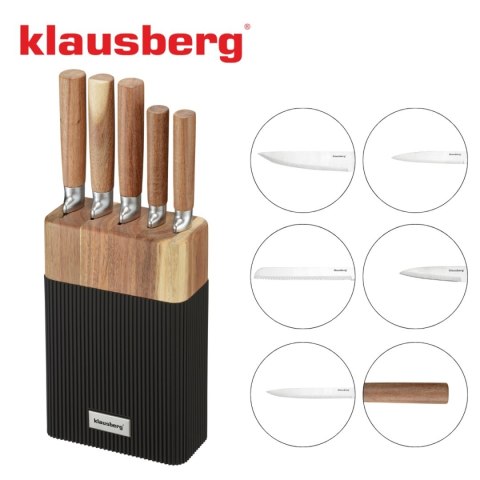 ZESTAW NOŻY W BLOKU AKACJOWYM KLAUSBERG KB-7981