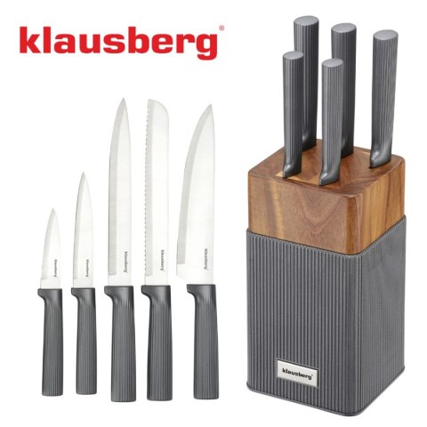 ZESTAW NOŻY W BLOKU AKACJOWYM KLAUSBERG KB-7982