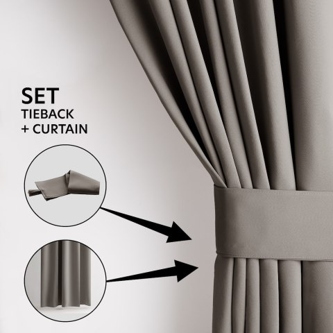 RESTILO zasłona BLACKOUT kolor beżowy szarfa upinająca styl klasyczny taśma materiał blackout 200x175 - CURT/AH/BLACKOUT/PLEAT/B