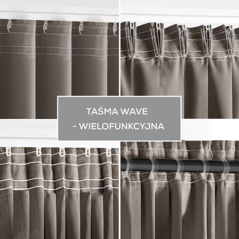 RESTILO zasłona BLACKOUT kolor beżowy szarfa upinająca styl klasyczny taśma materiał blackout 200x175 - CURT/AH/BLACKOUT/PLEAT/B
