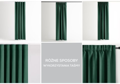 RESTILO zasłona BLACKOUT kolor butelkowa zieleń szarfa upinająca styl klasyczny taśma materiał blackout 200x175 - CURT/AH/BLACKO