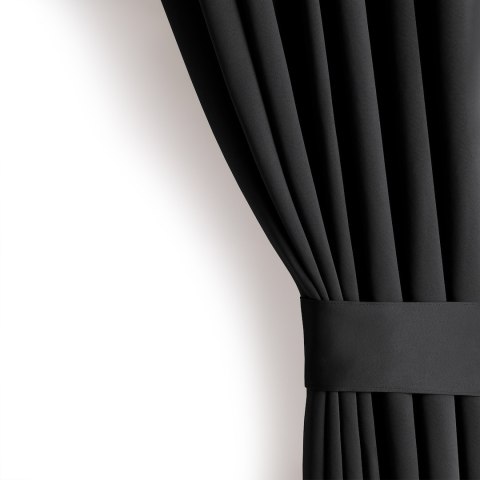 RESTILO zasłona BLACKOUT kolor czarny szarfa upinająca styl klasyczny taśma materiał blackout 200x175 - CURT/AH/BLACKOUT/PLEAT/B
