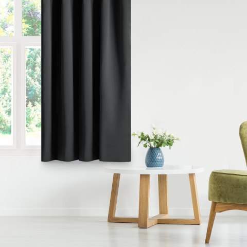 RESTILO zasłona BLACKOUT kolor czarny szarfa upinająca styl klasyczny taśma materiał blackout 200x175 - CURT/AH/BLACKOUT/PLEAT/B