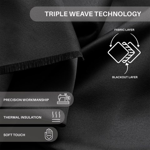 RESTILO zasłona BLACKOUT kolor czarny szarfa upinająca styl klasyczny taśma materiał blackout 200x175 - CURT/AH/BLACKOUT/PLEAT/B