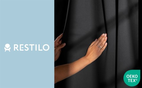 RESTILO zasłona BLACKOUT kolor czarny szarfa upinająca styl klasyczny taśma materiał blackout 200x175 - CURT/AH/BLACKOUT/PLEAT/B