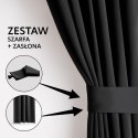 RESTILO zasłona BLACKOUT kolor czarny szarfa upinająca styl klasyczny taśma materiał blackout 200x175 - CURT/AH/BLACKOUT/PLEAT/B