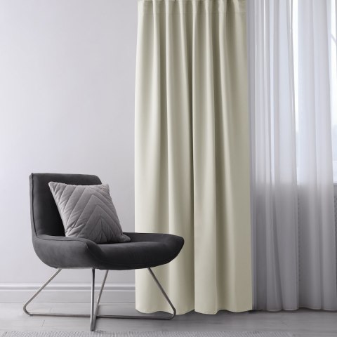 RESTILO zasłona BLACKOUT kolor kremowy szarfa upinająca styl klasyczny taśma materiał blackout 200x175 - CURT/AH/BLACKOUT/PLEAT/
