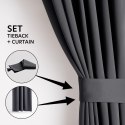 RESTILO zasłona BLACKOUT kolor stalowy szarfa upinająca styl klasyczny taśma materiał blackout 200x175 - CURT/AH/BLACKOUT/PLEAT/
