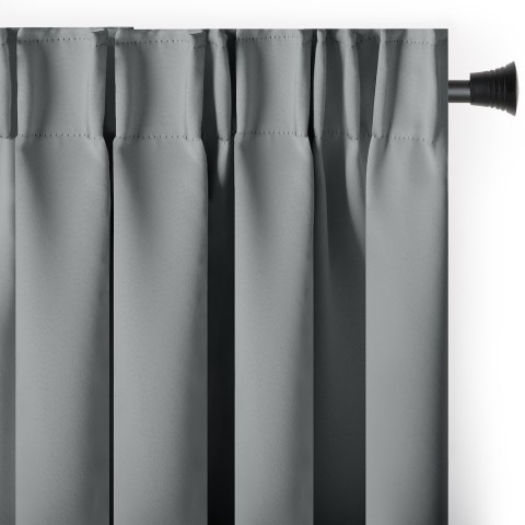 RESTILO zasłona BLACKOUT kolor szary szarfa upinająca styl klasyczny taśma materiał blackout 200x175 - CURT/AH/BLACKOUT/PLEAT/SI
