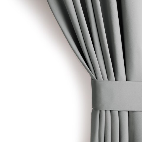 RESTILO zasłona BLACKOUT kolor szary szarfa upinająca styl klasyczny taśma materiał blackout 200x175 - CURT/AH/BLACKOUT/PLEAT/SI