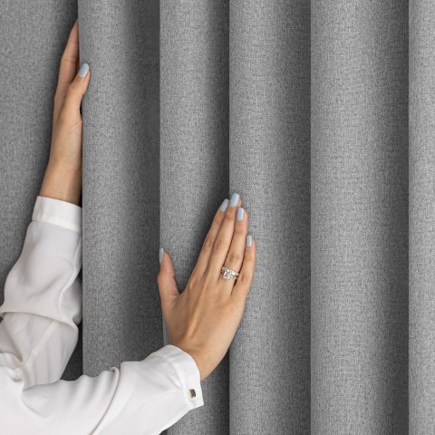 RESTILO zasłona CORITA kolor stalowy styl nowoczesny taśma materiał blackout, len 140x300 - CURT/RES/BLACKOUTLINEN/CORITA/PLEAT/