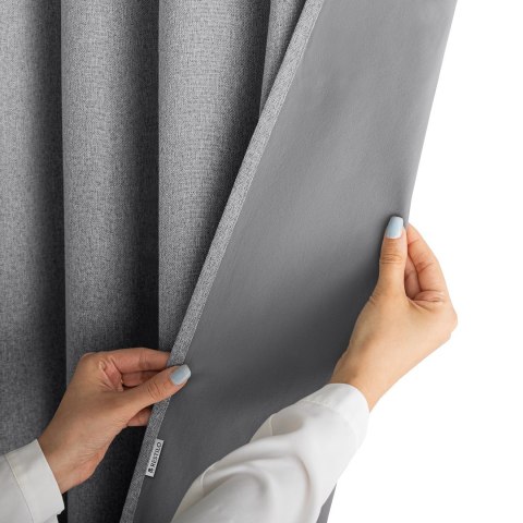 RESTILO zasłona CORITA kolor stalowy styl nowoczesny taśma materiał blackout, len 140x300 - CURT/RES/BLACKOUTLINEN/CORITA/PLEAT/