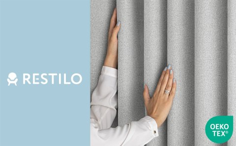RESTILO zasłona CORITA kolor szary styl nowoczesny taśma materiał blackout, len 140x230 - CURT/RES/BLACKOUTLINEN/CORITA/PLEAT/GR