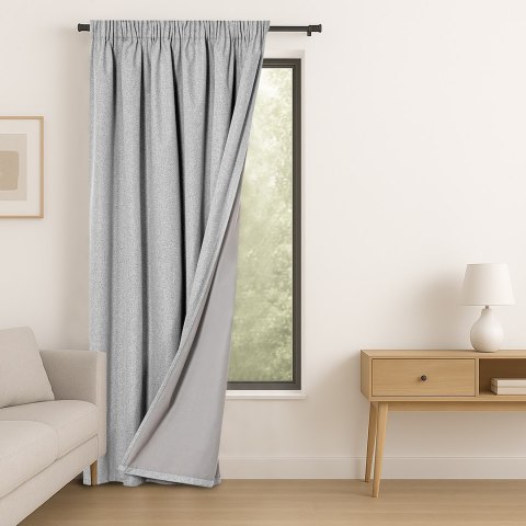 RESTILO zasłona CORITA kolor szary styl nowoczesny taśma materiał blackout, len 140x230 - CURT/RES/BLACKOUTLINEN/CORITA/PLEAT/GR