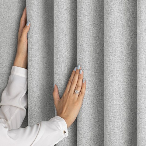 RESTILO zasłona CORITA kolor szary styl nowoczesny taśma materiał blackout, len 140x230 - CURT/RES/BLACKOUTLINEN/CORITA/PLEAT/GR