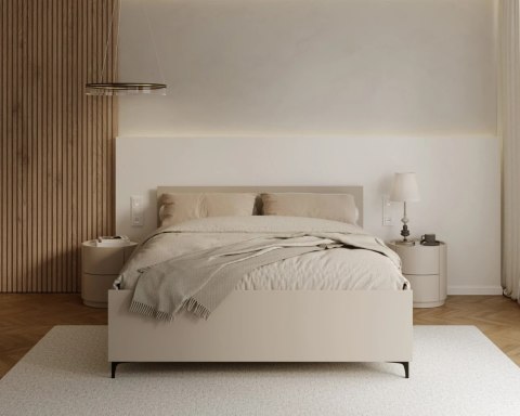 Łóżko do sypialni RIBEIRO z pojemnikiem i stelażem podnoszonym - 160x200 - PŁYTA - Dąb craft