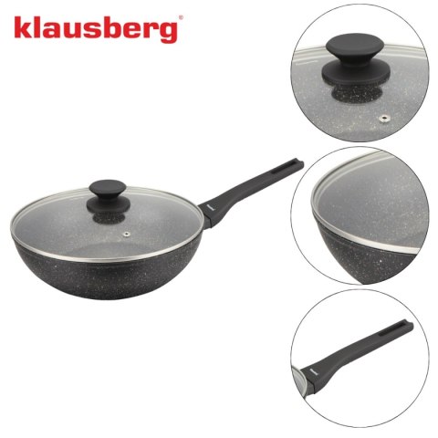 PATELNIA MARMURKOWA GŁĘBOKA WOK 28cm Z POKRYWĄ KLAUSBERG 28cm KB-7990