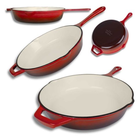 EMALIOWANA PATELNIA ŻELIWNA 26cm HAGE CZERWONA