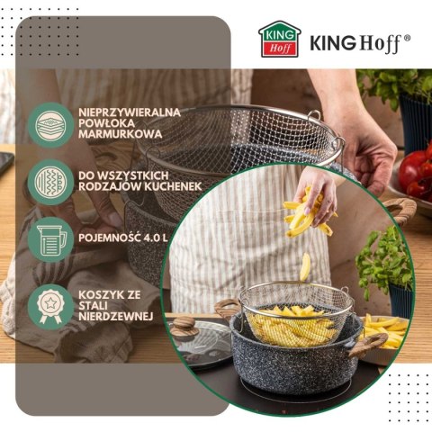 GARNEK MARMUROWY Z KOSZEM DO SMAŻENIA KINGHOFF KH-1985 4L