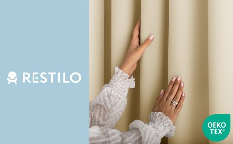 RESTILO zasłona CARLI kolor ciepły beż gładki styl klasyczny przelotki srebrne materiał oxford 200x250 - CURT/RES/OXFORD/CARLI/E