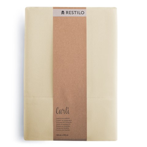 RESTILO zasłona CARLI kolor ciepły beż gładki styl klasyczny przelotki srebrne materiał oxford 200x270 - CURT/RES/OXFORD/CARLI/E
