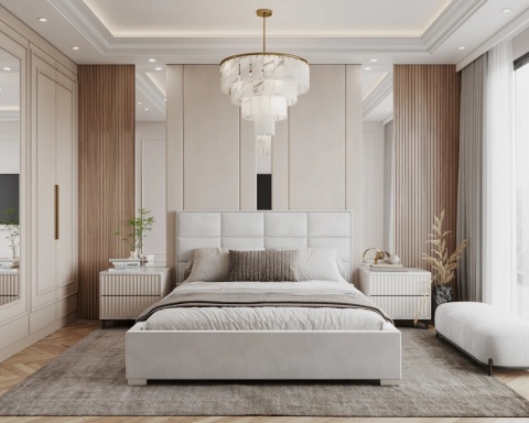 Łóżko APOLLO tapicerowane  120x200 TRINITY  Biel metalowy stelaż