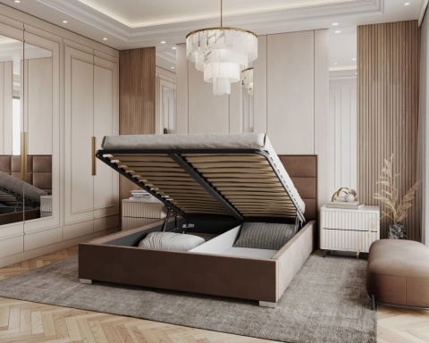 Łóżko APOLLO tapicerowane  120x200 TRINITY  Brązowy metalowy stelaż