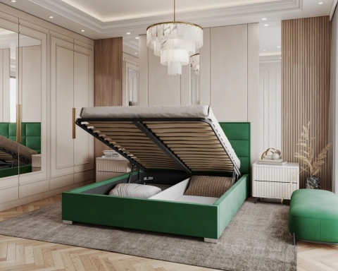 Łóżko APOLLO tapicerowane  120x200 TRINITY  Butelkowa zieleń metalowy stelaż