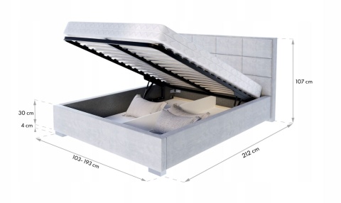 Łóżko APOLLO tapicerowane  120x200 TRINITY  Grafitowy metalowy stelaż