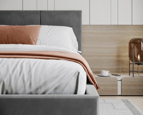 Łóżko lewitujące tapicerowane AVEIRO Paris (ANTHRACITE) 180x200 stelaż met.