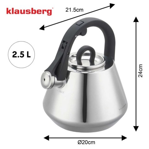 CZAJNIK STALOWY Z GWIZDKIEM 2,5L KLAUSBERG KB-7947