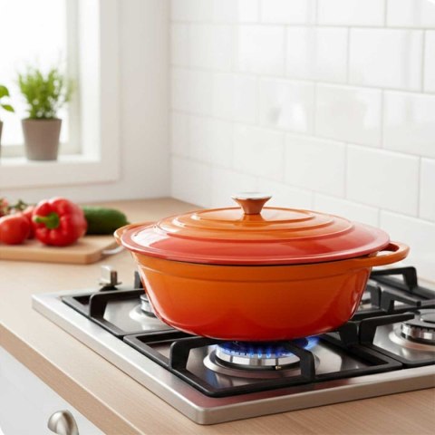 EMALIOWANA BRYTFANNA ŻELIWNA GĘSIARKA 6L HAGE ORANGE