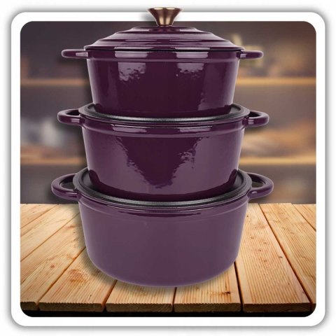 EMALIOWANY GARNEK ŻELIWNY 22cm 3L HAGE EGGPLANT