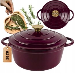 EMALIOWANY GARNEK ŻELIWNY 24cm 4L HAGE EGGPLANT