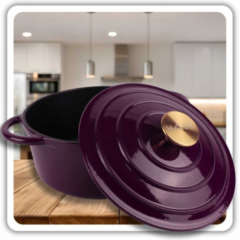 EMALIOWANY GARNEK ŻELIWNY 26cm 5L HAGE EGGPLANT