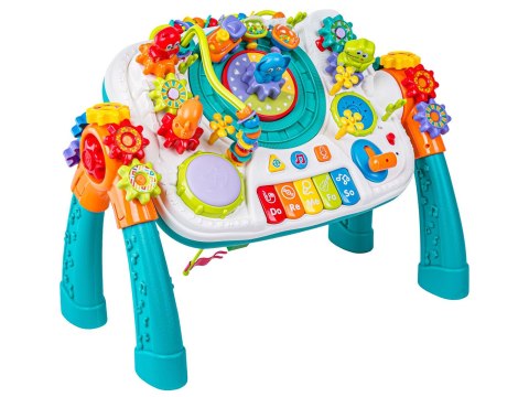 Multifunkcyjny Edukacyjny Stolik 2w1 Pianinko Ciuchcia Mikrofon Klocki Bluetooth Akumulator