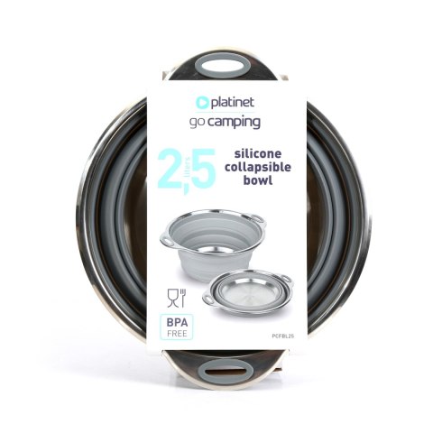 PLATINET SILICONE FOLDABLE CAMPING BOWL MISKA SKŁADANA SILIKONOWA 2,5 L GREY [46302]