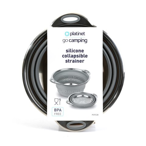 PLATINET SILICONE FOLDABLE CAMPING COLANDER DRUSZLAK SILIKONOWY SKŁADANY 24x28x12 cm GREY [46301]