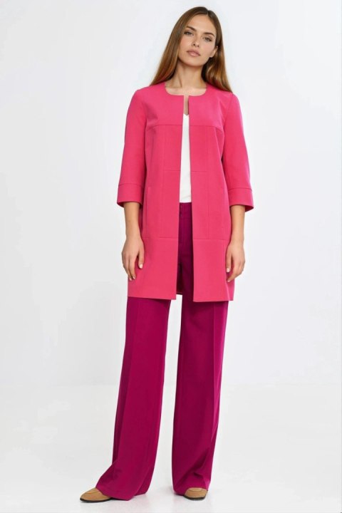 Dłuższa marynarka z przeszyciami z rękawem 3/4 Z92 Pink - Nife Nife