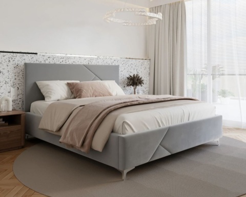 Łóżko tapicerowane NAVARO met. stelaż 120x200 PARIS Light Grey