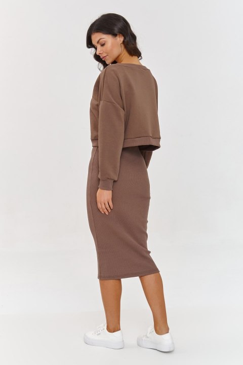 Sukienka Komplet Model A10 Mocca - Makadamia Makadamia