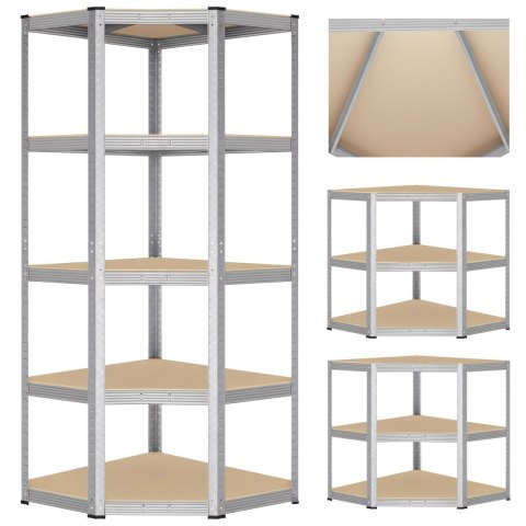 Regał magazynowy narożny 5 poziomów 180X70x40 875 kg