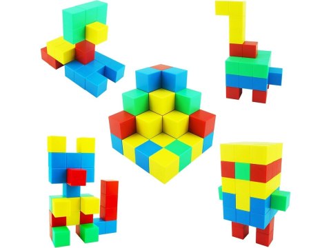 Klocki Magnetyczne 3D Konstrukcyjne KOSTKI BUDOWLANE Sześciany Zestaw Klocków 64 el.