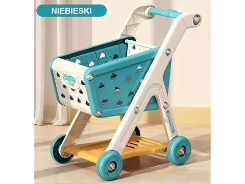 Wózek Na Zakupy NIEBIESKI Koszyk Sklepowy + Akcesoria Owoce Warzywa Supermarket