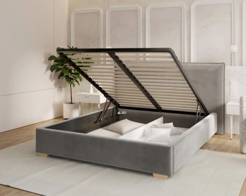 Łóżko tapicerowane stelaż podnoszony PERFETTO PARIS 90x200 Steel