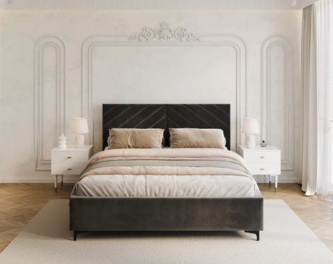 Łóżko tapicerowane ELEGANTE PARIS stelaż metalowy 160x200 Anthracite