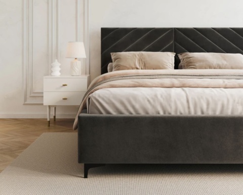 Łóżko tapicerowane ELEGANTE PARIS stelaż metalowy 160x200 Anthracite